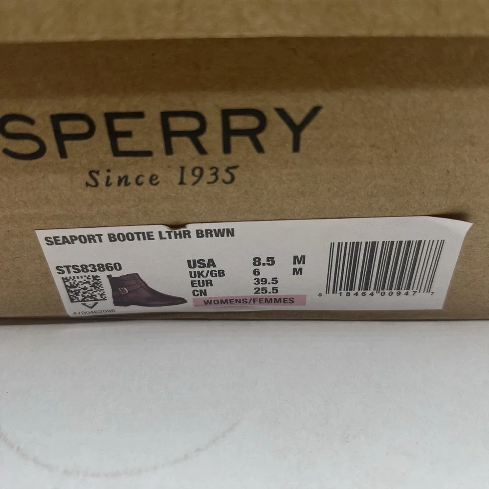 Sperry Top-Sider Seaport Bootie Brown Leather Ankle Boots Women 8.5 M STS83860